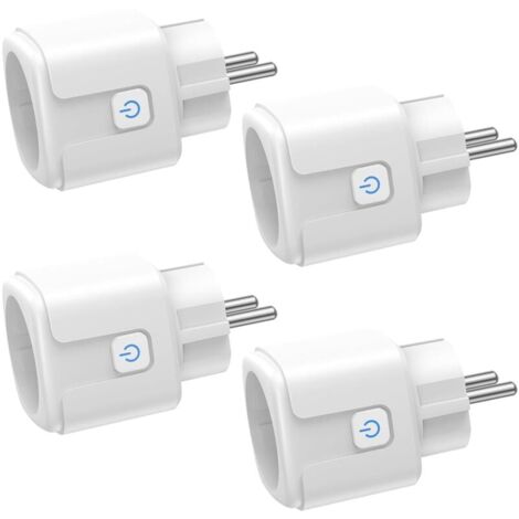 Enchufe inteligente WiFi YMYNY, paquete de 4, 16 A, 3680 W, con medición de consumo, control remoto y voz, compatible con Alexa y Google Home (para Francia)