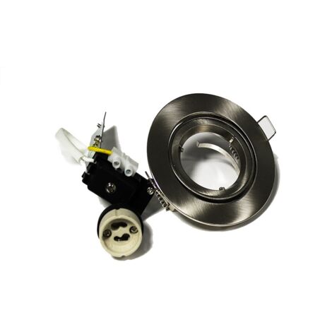 Enchufe LED GU10 blanco o de metal cepillado  Color del soporte: Metal cepillado