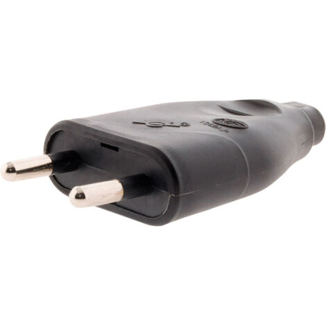 Enchufe macho 2P 6A - Negro - Zenitech