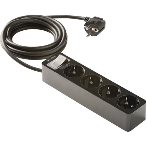 Enchufe Múltiple 4 Tomas TT Negra con Interruptor + 1,5m Famatel 2628-N
