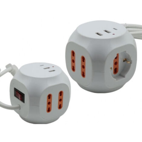 Enchufe múltiple Brixo de 5 puestos con interruptor bipolar 10/16A