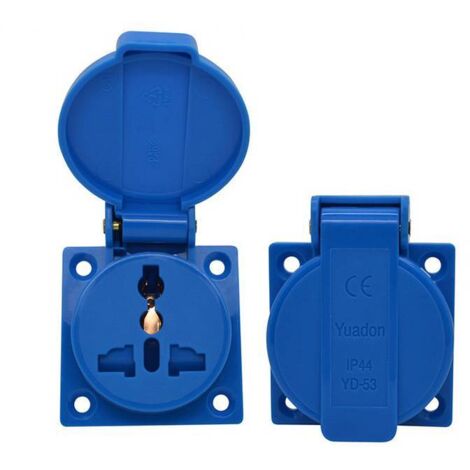 Enchufe multiusos impermeable con tapa. Enchufe industrial IP44, 250 V, 10 A.