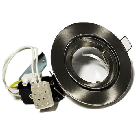 Enchufe para MR16 LED (12V) blanco o de metal cepillado  Color del soporte: Metal cepillado
