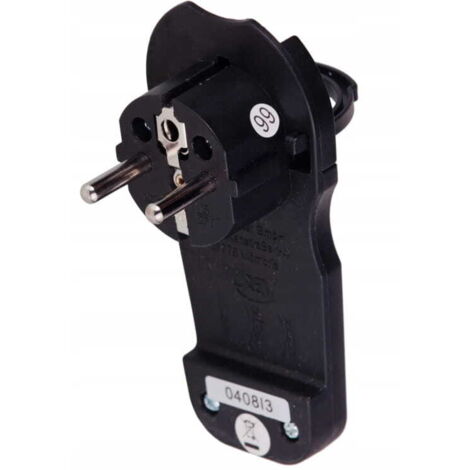 Enchufe plano con asa, negro, 7 mm, 2P+Z, 16 A, 3500 W, con toma de tierra.
