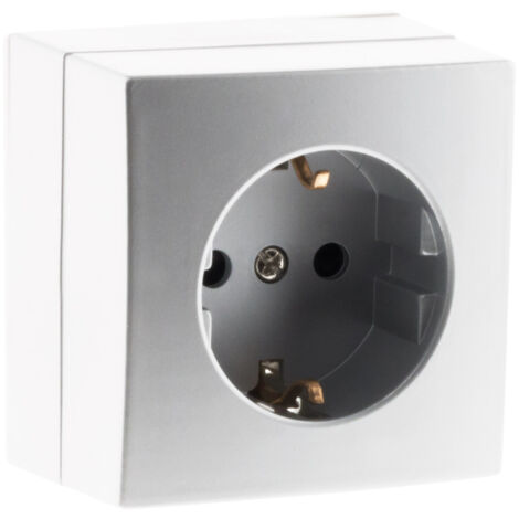 Enchufe Schuko 10-16A de superficie - Plata - Bel'Vue - Zenitech