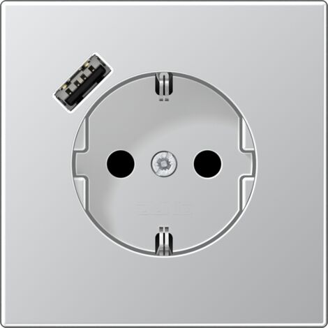 Multiconector con tapa deslizante Vertikal Flat 60, diámetro 60mm, 1 enchufe  tipo Schuko, 1 USB tipo A, Acero y Plástico, Acero inoxidable