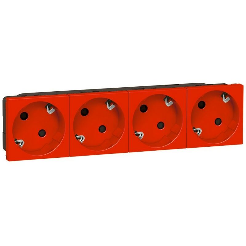 

Enchufe Schuko doble 4x2P+TT Legrand 077274 Mosaic Rojo