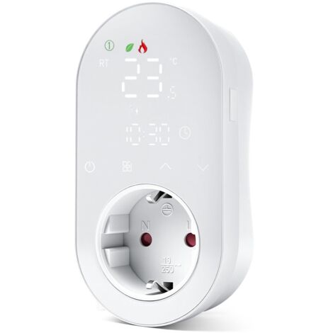Enchufe termostático con wifi, controlador de temperatura programable de 220 V y 16 A con modos de calefacción y refrigeración, termostato digital LED compatible con Smart Life, Alexa y Google Assista