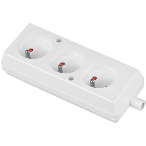 ENCHUFE TRIPLE 16A 250V DESMONTABLE CON CABLE BLANCO - VT-302-0031