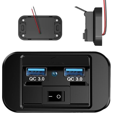 Enchufe USB para cargador de coche, panel de toma USB de 12 voltios  2 enchufes de cargador USB  Adaptador de cargador de coche resistente