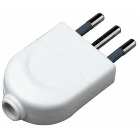 Enchufe V-TAC 10A 2P+T con salida de cable recto, color blanco, de plástico