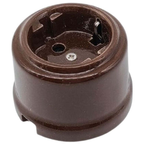 Enchufe Vintage de Superficie en Porcelana Marrón – 16A 250V