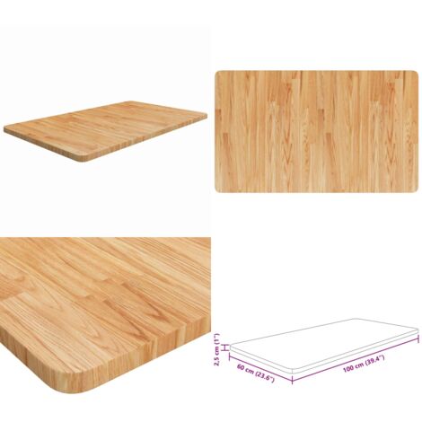 Encimera baño madera maciza tratada marrón claro 100x60x2,5 cm - Madera maciza - Roble