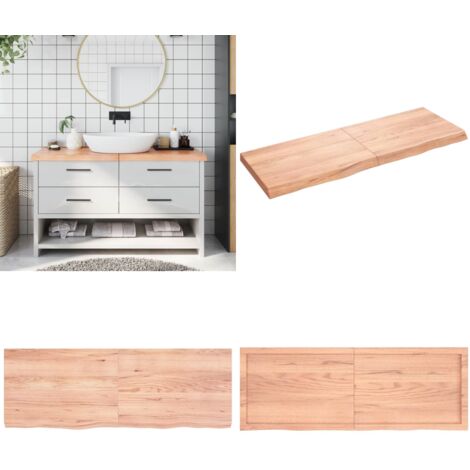 Encimera baño madera maciza tratada marrón claro 140x50x(2-6)cm - Madera maciza - Roble