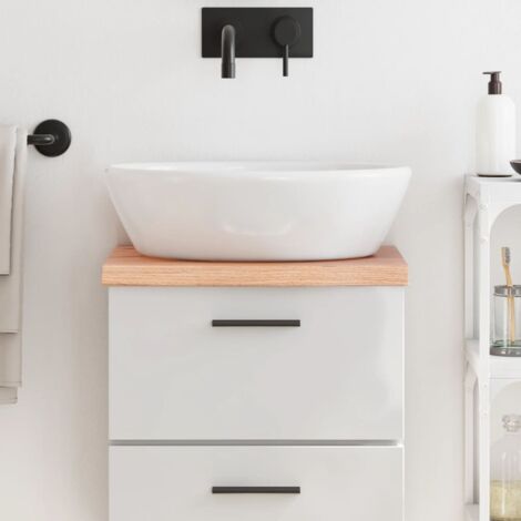Encimera baño madera maciza tratada marrón claro 40x30x(2-4) cm