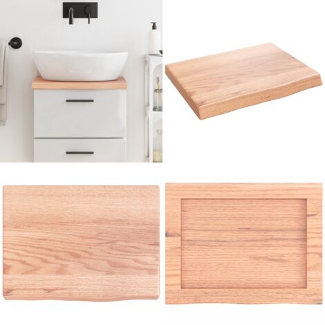 Encimera baño madera maciza tratada marrón claro 40x30x(2-4) cm - Encimera de madera - Madera maciza