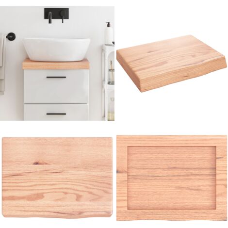 Encimera baño madera maciza tratada marrón claro 40x30x(2-6) cm - Encimera de madera - Madera maciza