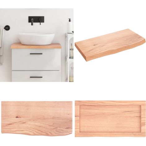 Encimera baño madera maciza tratada marrón claro 60x30x(2-4) cm - Encimera de madera - Madera maciza