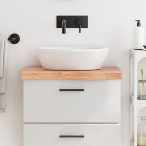 Encimera baño madera maciza tratada marrón claro 60x30x(2-6) cm