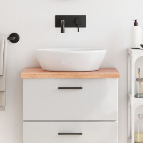Encimera baño madera maciza tratada marrón claro 60x40x(2-4) cm