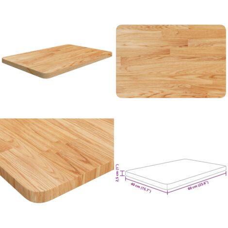 Encimera baño madera maciza tratada marrón claro 60x40x2,5 cm - Madera maciza - Roble