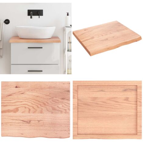 Encimera baño madera maciza tratada marrón claro 60x50x(2-4) cm - Encimera de madera - Madera maciza