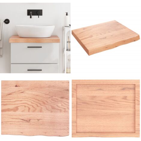 Encimera baño madera maciza tratada marrón claro 60x50x(2-6) cm - Encimera de madera - Madera maciza