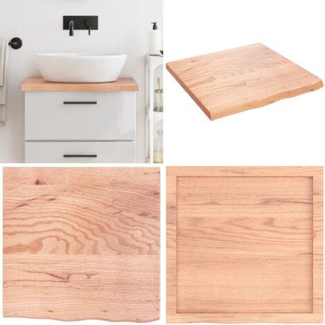 Encimera baño madera maciza tratada marrón claro 60x60x(2-4) cm - Encimera de madera - Madera maciza