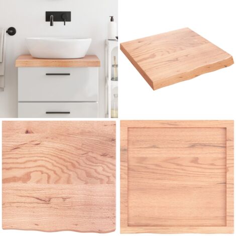 Encimera baño madera maciza tratada marrón claro 60x60x(2-6) cm - Encimera de madera - Madera maciza