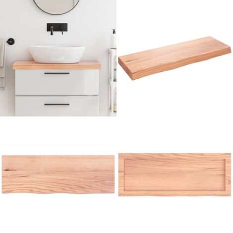 Encimera baño madera maciza tratada marrón claro 80x30x(2-6) cm - Encimera de madera - Madera maciza