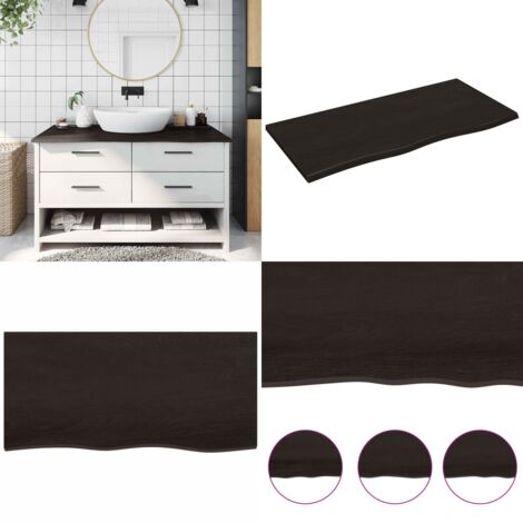 Encimera baño madera maciza tratada marrón oscuro 100x50x2 cm - Encimera de madera - Encimera de roble
