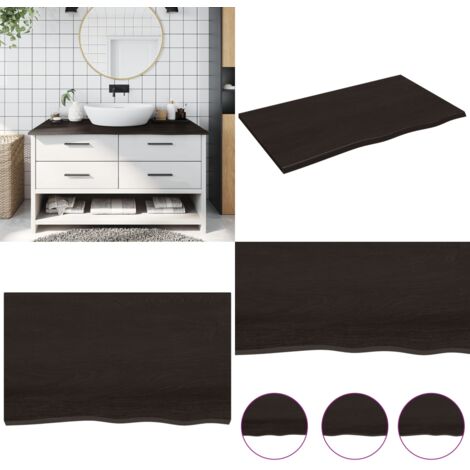 Encimera baño madera maciza tratada marrón oscuro 100x60x2 cm - Encimera de madera - Madera maciza