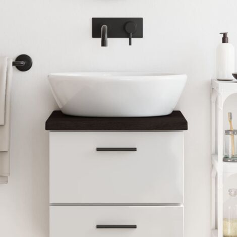 Encimera baño madera maciza tratada marrón oscuro 40x30x(2-4)cm vidaXL