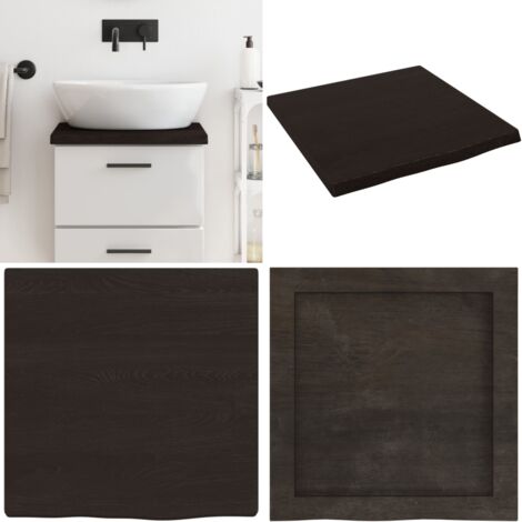 Encimera baño madera maciza tratada marrón oscuro 40x40x(2-4)cm - Encimera de madera - Madera maciza