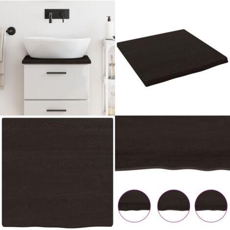 Encimera baño madera maciza tratada marrón oscuro 40x40x2 cm - Encimera de madera - Madera maciza