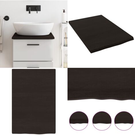 Encimera baño madera maciza tratada marrón oscuro 40x60x2 cm - Encimera de madera - Madera maciza
