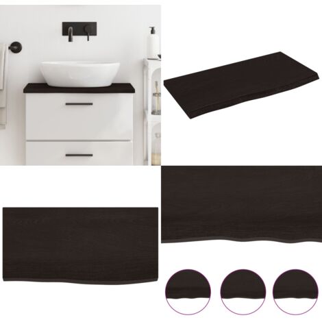 Encimera baño madera maciza tratada marrón oscuro 60x30x2 cm - Encimera de madera - Madera maciza