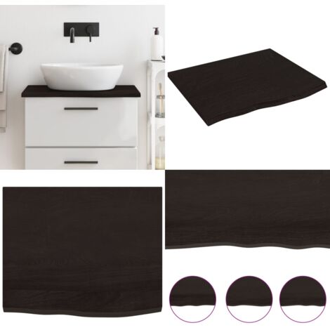 Encimera baño madera maciza tratada marrón oscuro 60x50x2 cm - Encimera de madera - Madera maciza