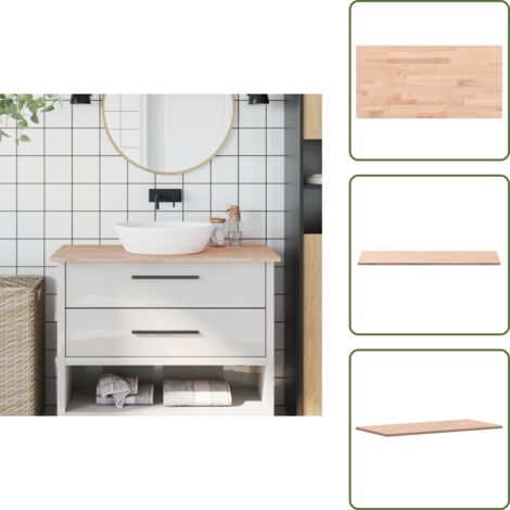 Encimera de baño de madera - vidaXL Encimera de baño madera maciza de haya 100x50x1,5 cm - Encimera de baño con esquinas redondeadas