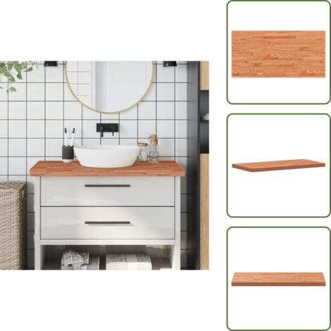 Encimera de baño de madera - vidaXL Encimera de baño madera maciza de haya 100x50x4 cm - Encimera de baño con esquinas redondeadas