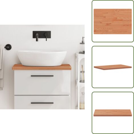 Encimera de baño de madera - vidaXL Encimera de baño madera maciza de haya 60x40x2,5 cm - Encimera de baño con esquinas redondeadas