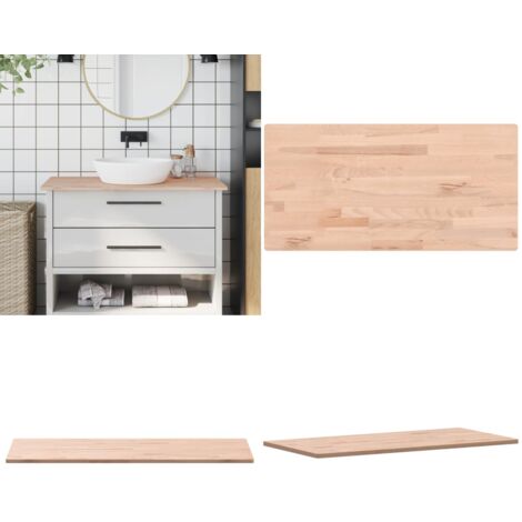 Encimera de baño madera maciza de haya 100x50x1,5 cm - Encimera de madera - Encimera de haya