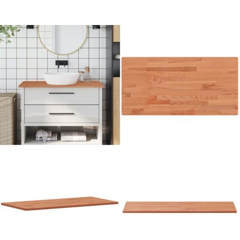 Encimera de baño madera maciza de haya 100x50x1,5 cm - Encimera de madera - Encimera de haya