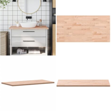Encimera de baño madera maciza de haya 100x50x2,5 cm - Encimera de madera - Encimera de haya
