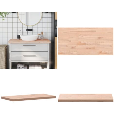 Encimera de baño madera maciza de haya 100x50x4 cm - Encimera de madera - Madera de haya