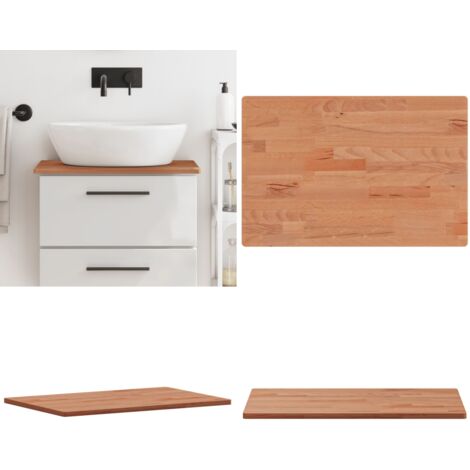 Encimera de baño madera maciza de haya 60x40x1,5 cm - Encimera de madera - Encimera de haya