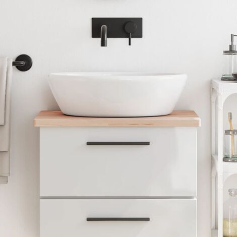 Encimera de baño madera maciza de haya 60x40x2,5 cm