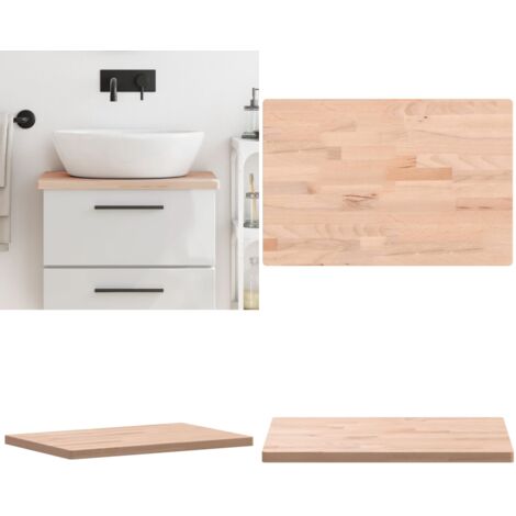 Encimera de baño madera maciza de haya 60x40x2,5 cm - Encimera de madera - Encimera de haya