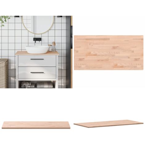 Encimera de baño madera maciza de haya 80x40x1,5 cm - Encimera de madera - Encimera de haya