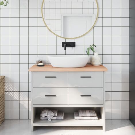 Encimera de baño madera maciza sin tratar 100x30x(2-4) cm